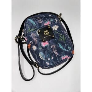 Alexis Bendel Floral/Navy Quilted Crossbody Purse Handbag Gold Detail